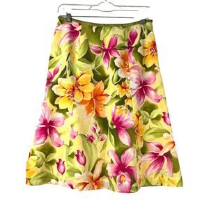 Talbots Petites tropical floral A-line silk blend skirt, size 6
